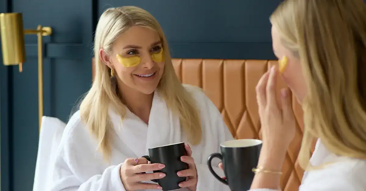 A mother and daughter enjoying coffee and self-care in their room at Dorsett Melbourne. A mother and daughter enjoying coffee and self-care in their room at Dorsett Melbourne.