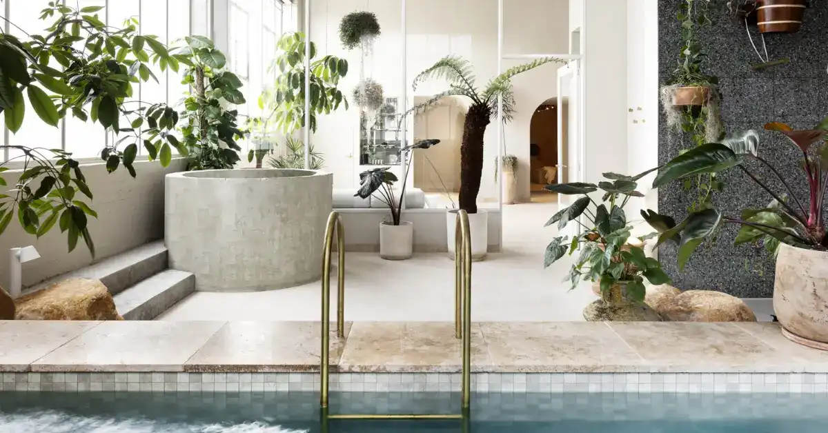 The bathhouse pool area at Sense of Self in Collingwood. The bathhouse pool area at Sense of Self in Collingwood.