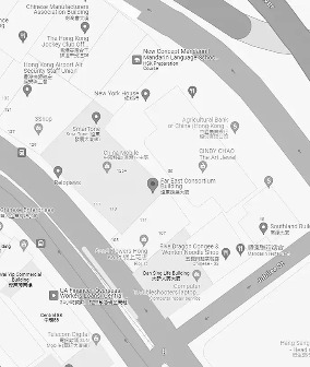 A map displaying the location of Dorsett Head Office, Hong Kong