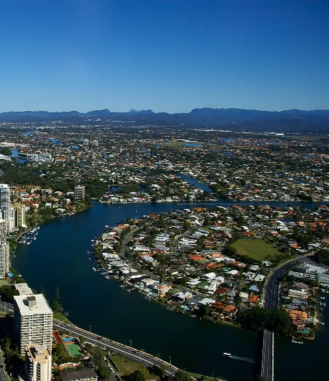 City beside the Nerang River in Gold Coast.