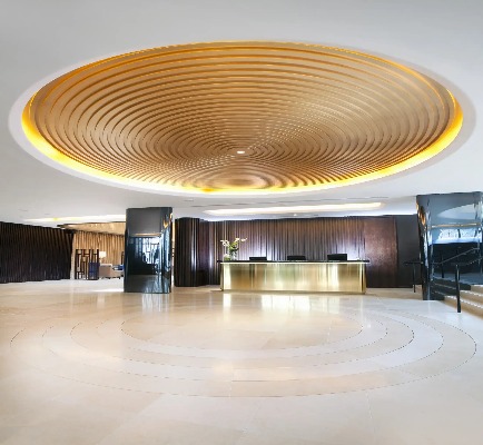 Modern lighting at the Dorsett Shepherds Bush London Lobby.