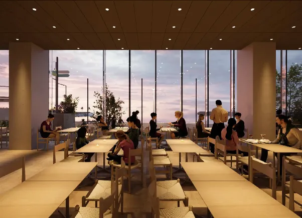 3D render dining area at Dorsett by Agora Osaka Sakai Hotel restaurant