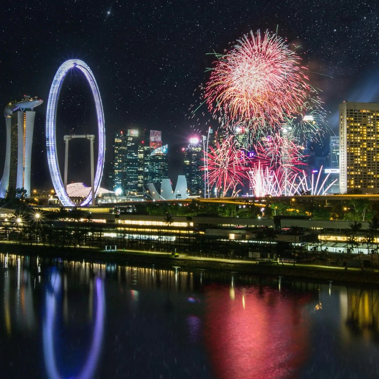 Fireworks with an array of colours in the night sky.