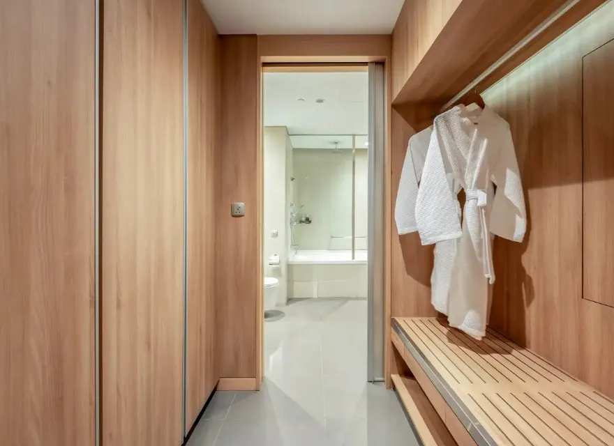 A wooden wardrobe in the Executive Terrace, Dorsett Changi.