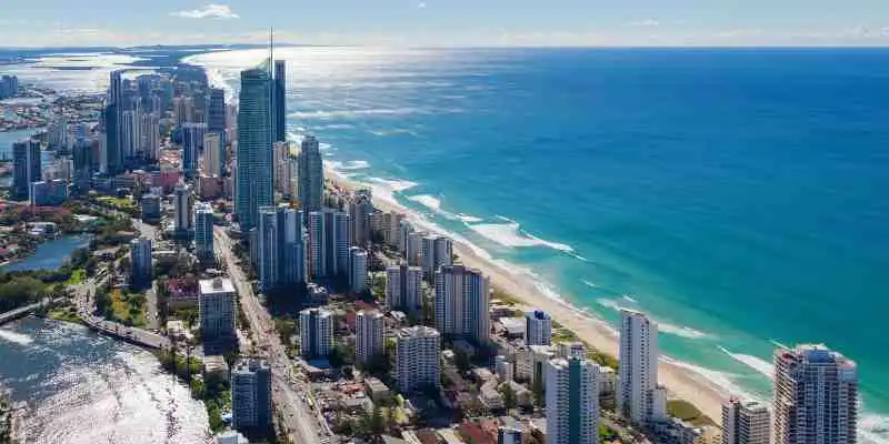 Coastal Skyscrapers and buildings in Gold Coast.