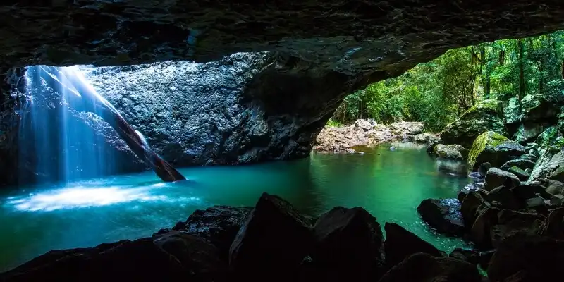 Lagoon Waterfall at Springbrook Natural Bridge Lagoon Waterfall at Springbrook Natural Bridge