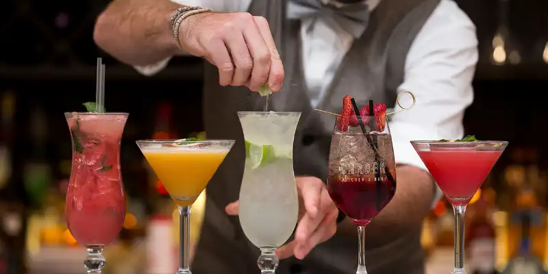 Bartender preparing drinks