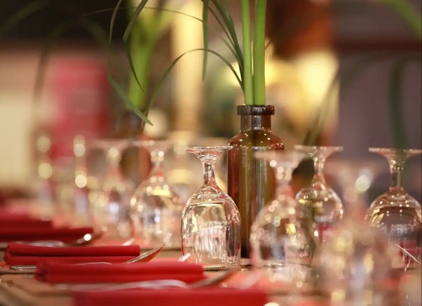 Glassware and cutlery in the Aroma Café, Selangor.