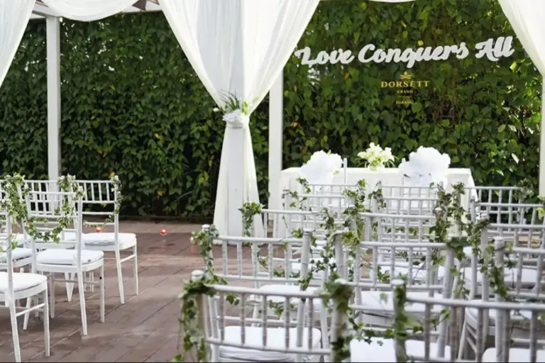 Outdoor wedding venue by the pool Dorsett Grand Subang.