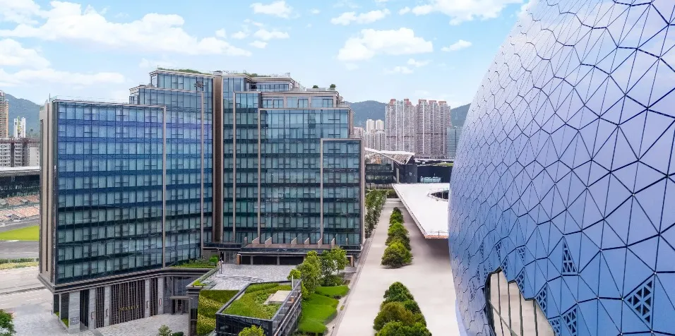 Panoramic view of Dorsett Kai Tak Hotel exterior