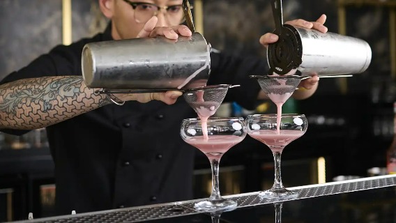 Blueberry cocktails at Jin Bar, Dorsett Melbourne