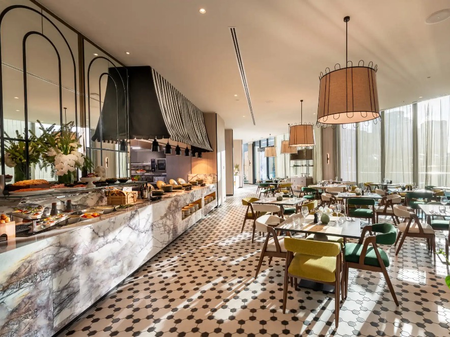 Dining area at Port Bistro buffet, Dorsett Melbourne