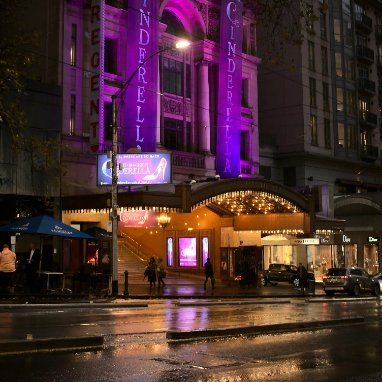 Cinderella show billboards at Broadway Theater, Melbourne