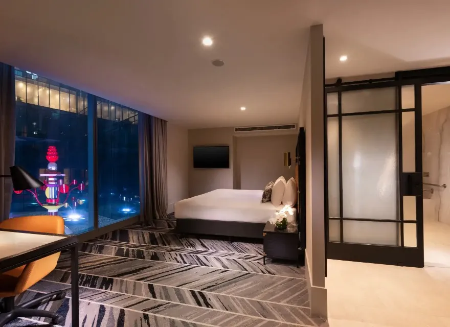 City-view king bed in Dorsett Melbourne Accessible Room