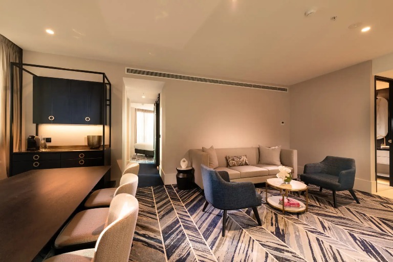 Living area at Dorsett Melbourne Balcony Suite