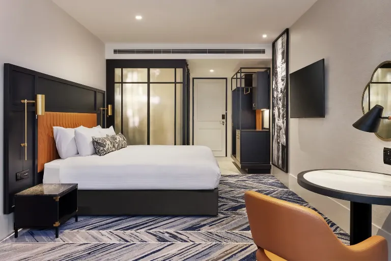 City-view king bed in Dorsett Melbourne Accessible Room