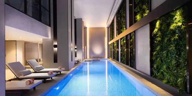 Swimming pool with living walls