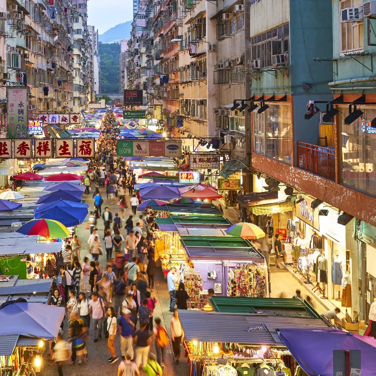 The night city view at shopping market on Fa Yuen Street, Mongkok