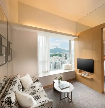 The living area at the Dorsett Mongkok Hotel suite. 