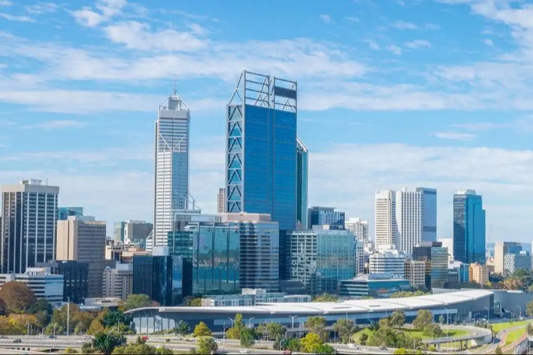 A vibrant cityscape of Perth Australia.