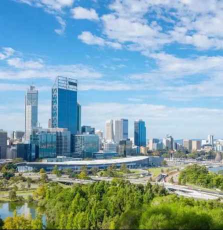 A vibrant cityscape of Perth Australia.