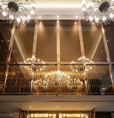 Chandeliers at the Dorsett Putrajaya Hotel entrance.