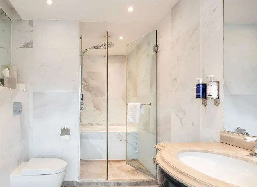 Bathtub, shower and vanity in the Suite Bathroom.