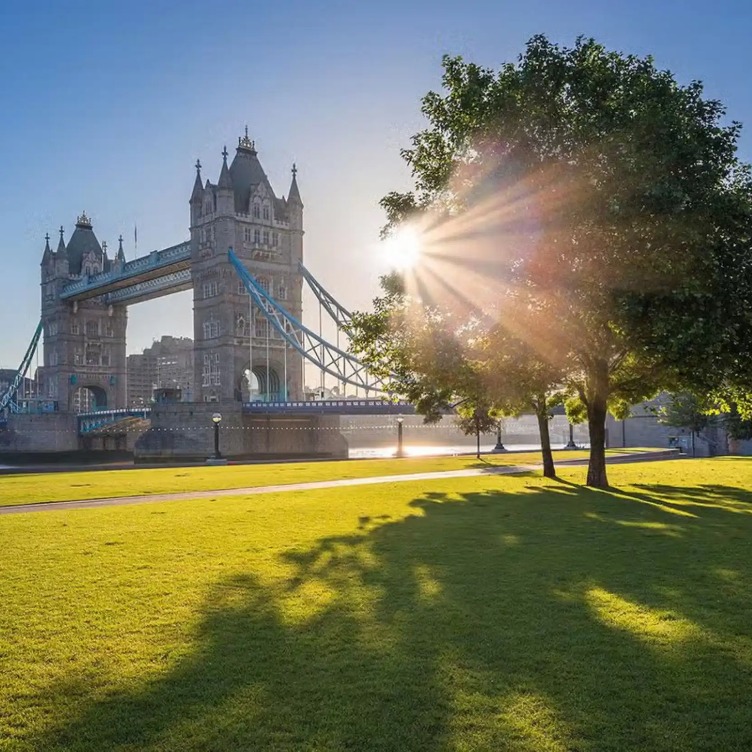 A sunny day view of the London Tower Bridge