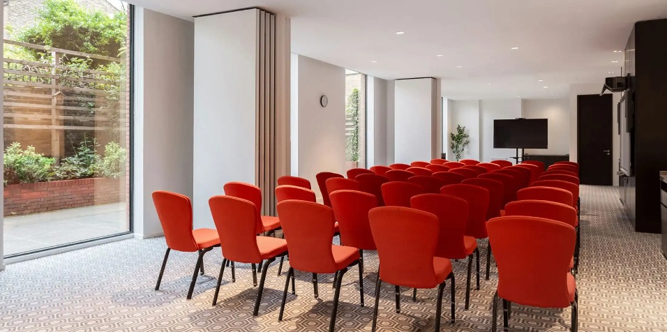 Theatre-style seating in Dorsett Shepherds Bush London event venue.