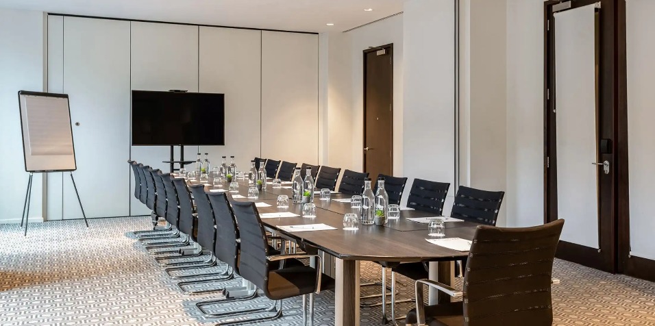 A conference table for 19 at the Puffin Suite in West London.