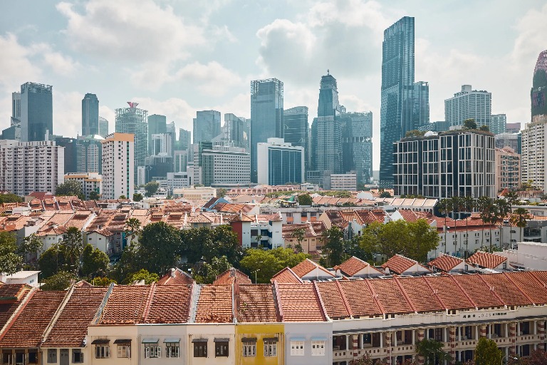 Singapore city with skyscrapers.