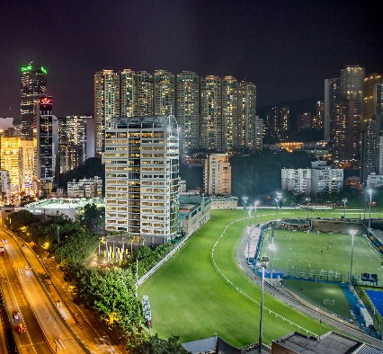 Night view of Hong Kong Happy Valley Racecourse near Dorsett Wanchai