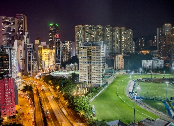 Night view of Hong Kong Happy Valley Racecourse near Dorsett Wanchai