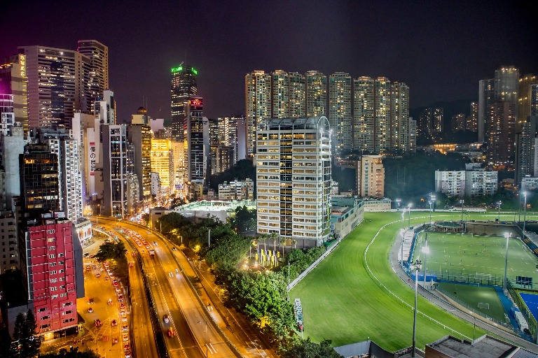 Night view of Hong Kong Happy Valley Racecourse near Dorsett WanchaiNight view of Hong Kong Happy Valley Racecourse near Dorsett Wanchai