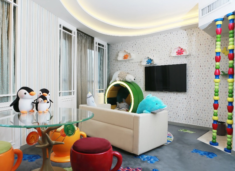 Interior of Ocean Suite at Dorsett Wanchai with ocean themed toys