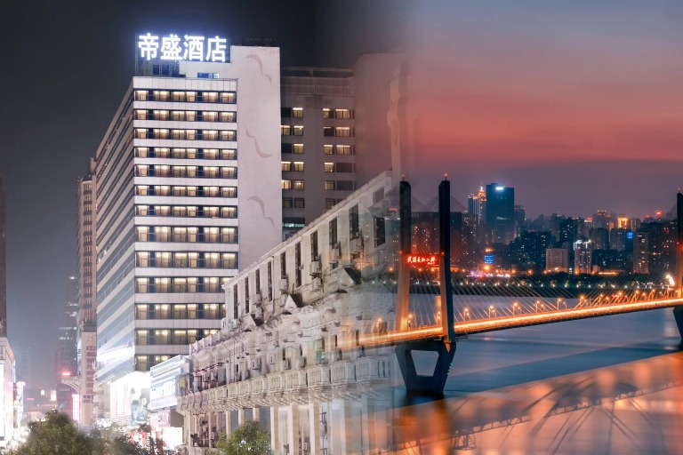 A composite image of attractions in Wuhan. 