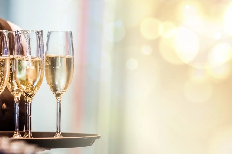 Glasses of champagne at Dorsett Shanghai