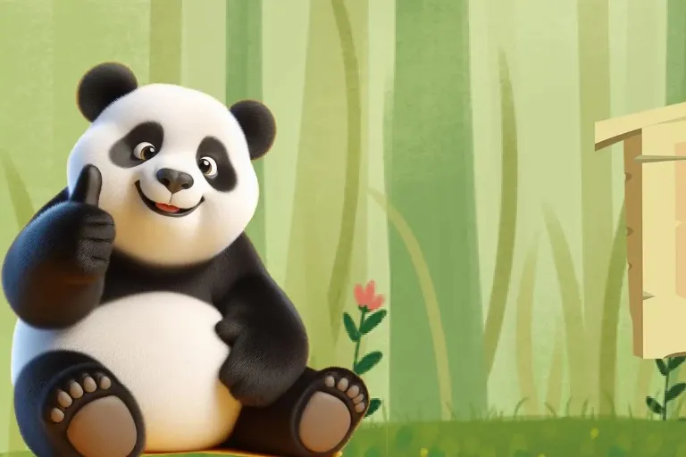 Cartoon banner for sustainability with a panda in it.